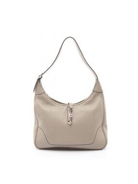 Hermes Shoulder Bag Trim 31 Gray Beige Leather